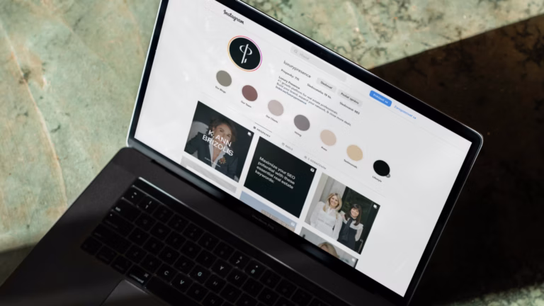 Laptop showing one of the top real estate instagram accounts on its screen