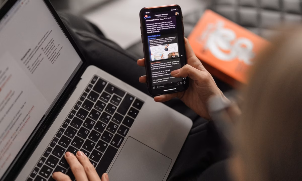 A realtor monitors her digital presence during COVID.