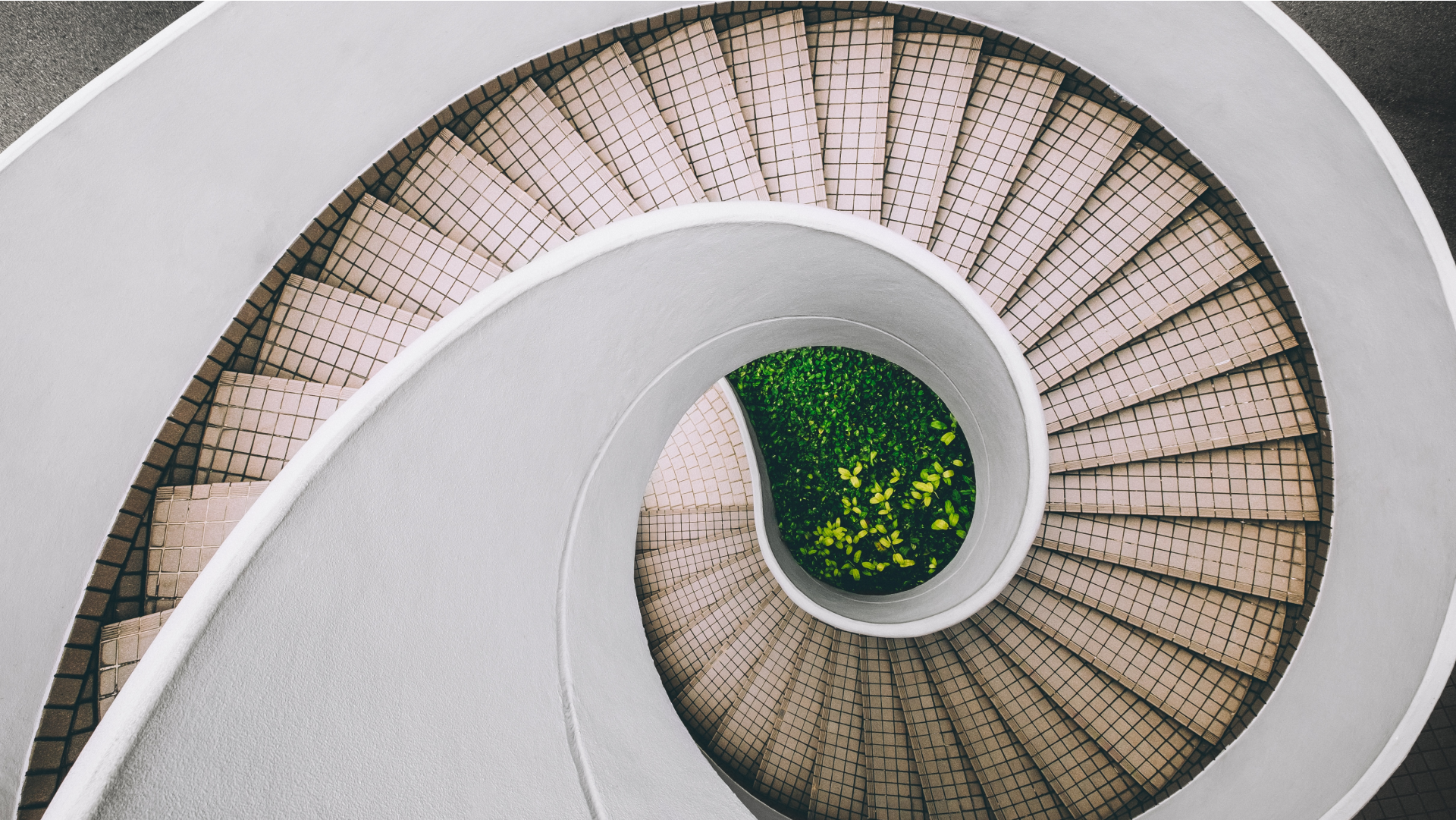 Aerial shot of a spiral staircase