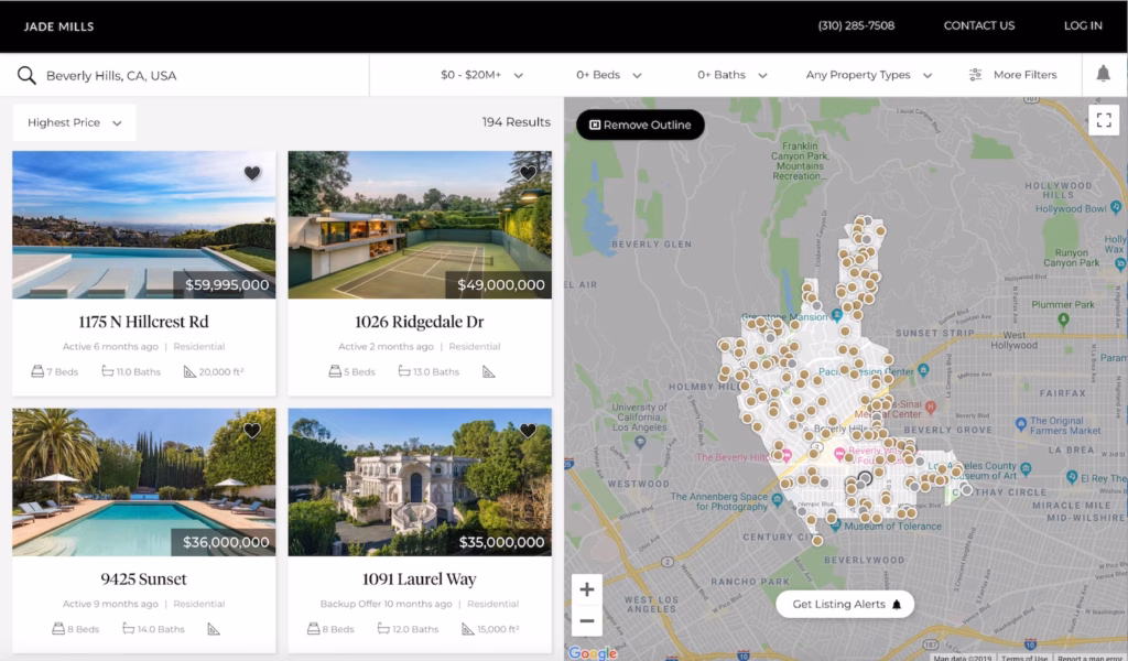 A sample preview of Luxury Presence's IDX/MLS integration, illustrating what is IDX in real estate websites