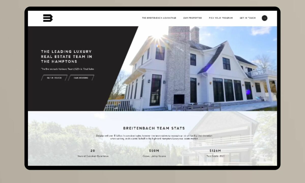 An agent website screenshot, designed and created by Luxury Presence.