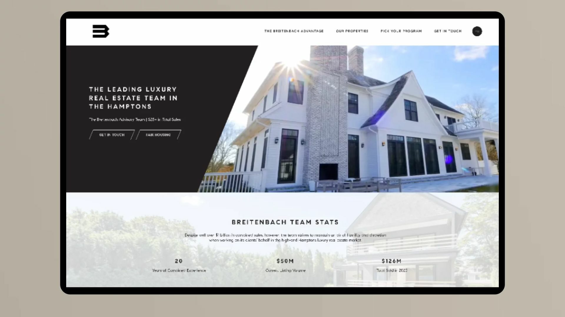 An agent website screenshot, designed and created by Luxury Presence.