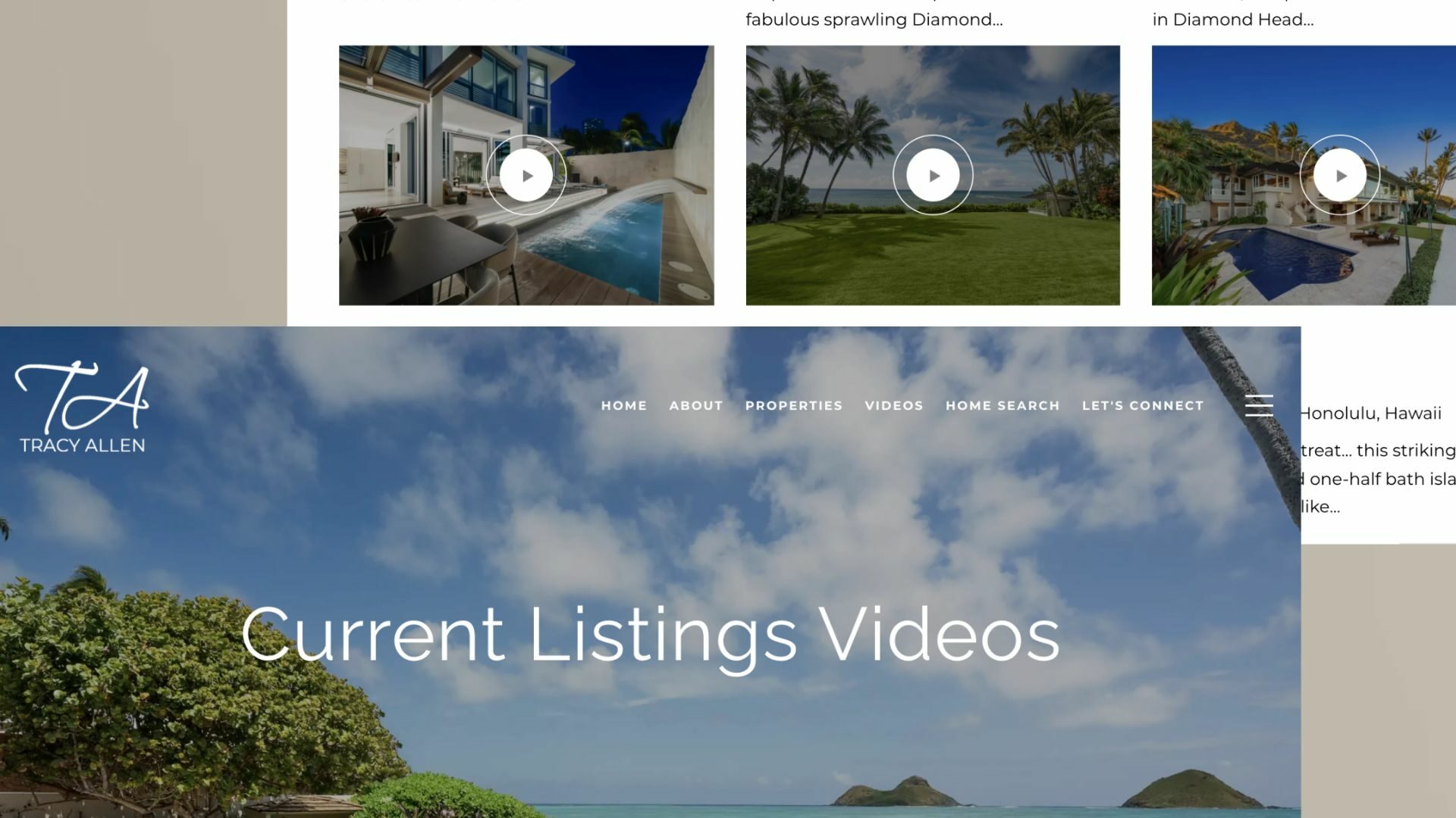 Real estate landing page with video screenshot designed by Luxury Presence.