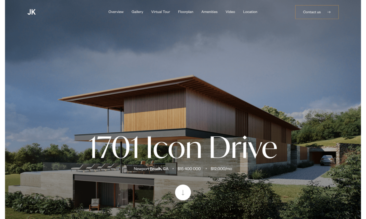 A visually stunning single property website template designed by Luxury Presence is showcased.