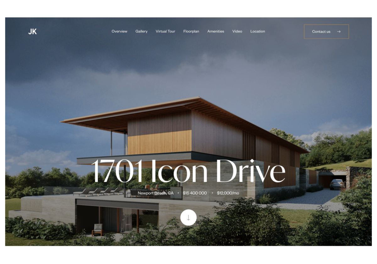 A visually stunning single property website template designed by Luxury Presence is showcased.