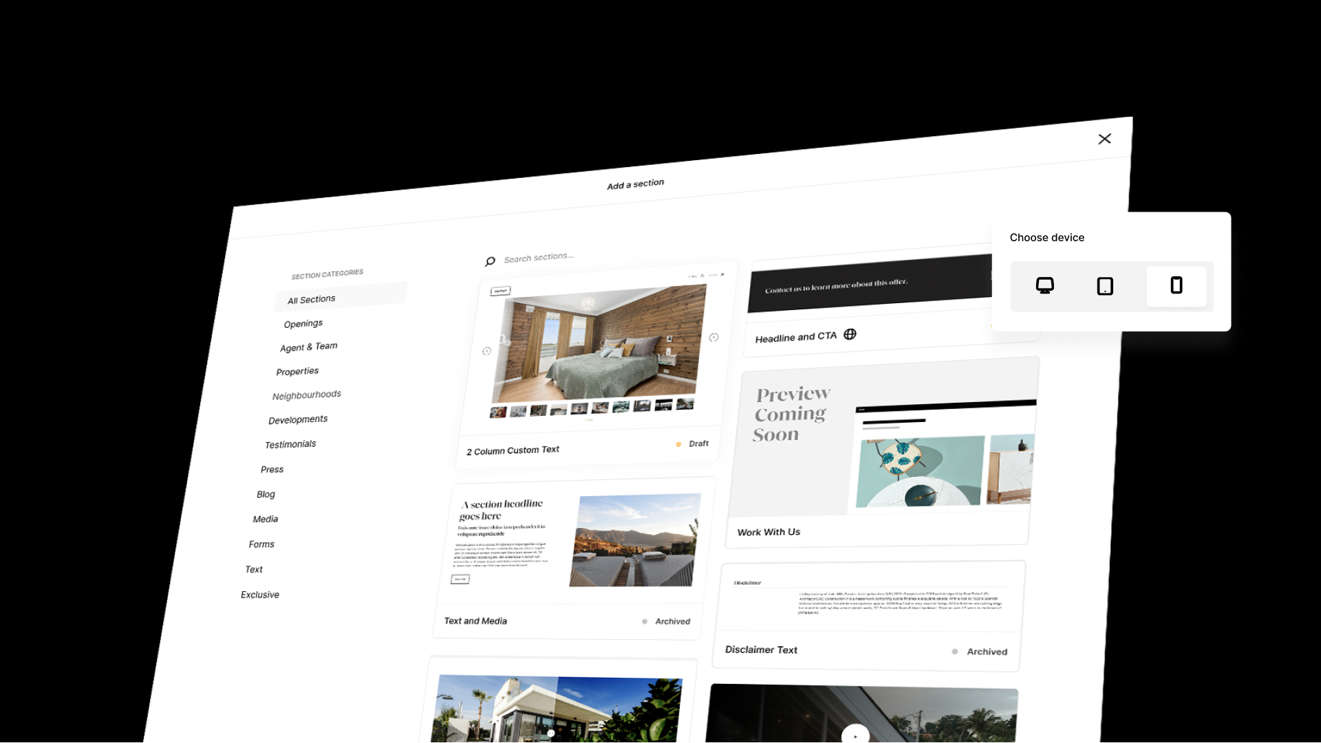 screenshot of Luxury Presence's real estate marketing platform