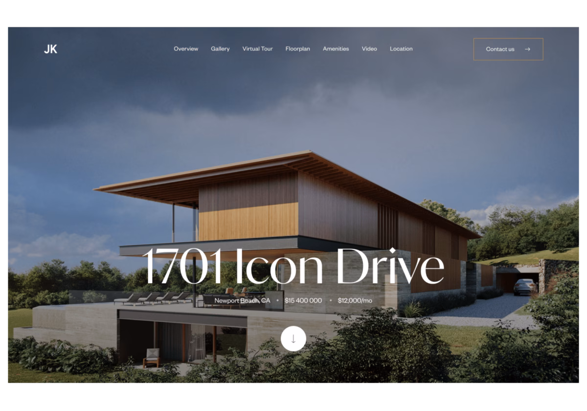 A visually stunning single property website template designed by Luxury Presence is showcased.