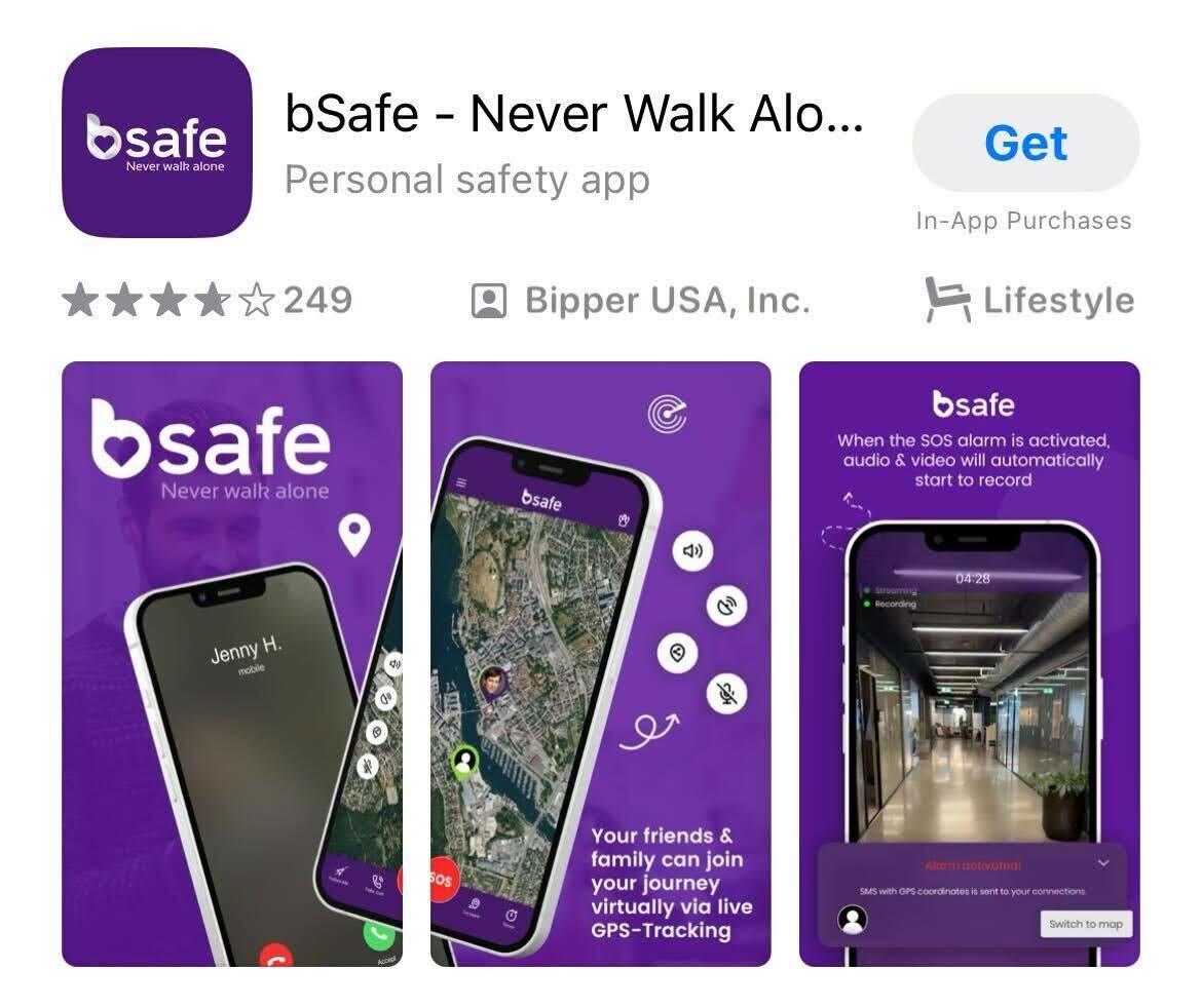 App store screenshot of bsafe, one of the best apps for real estate agents