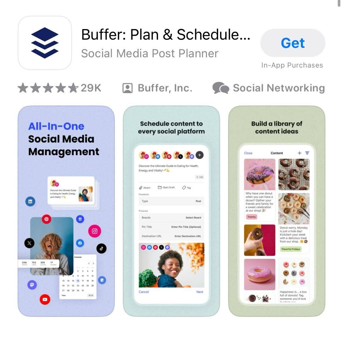 App store screenshot of buffer, one of the best apps for real estate agents