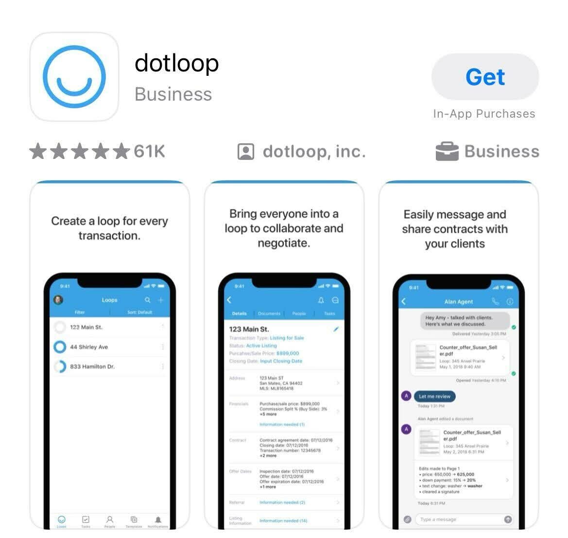 App store screenshot of dotloop, one of the Best apps for real estate agents