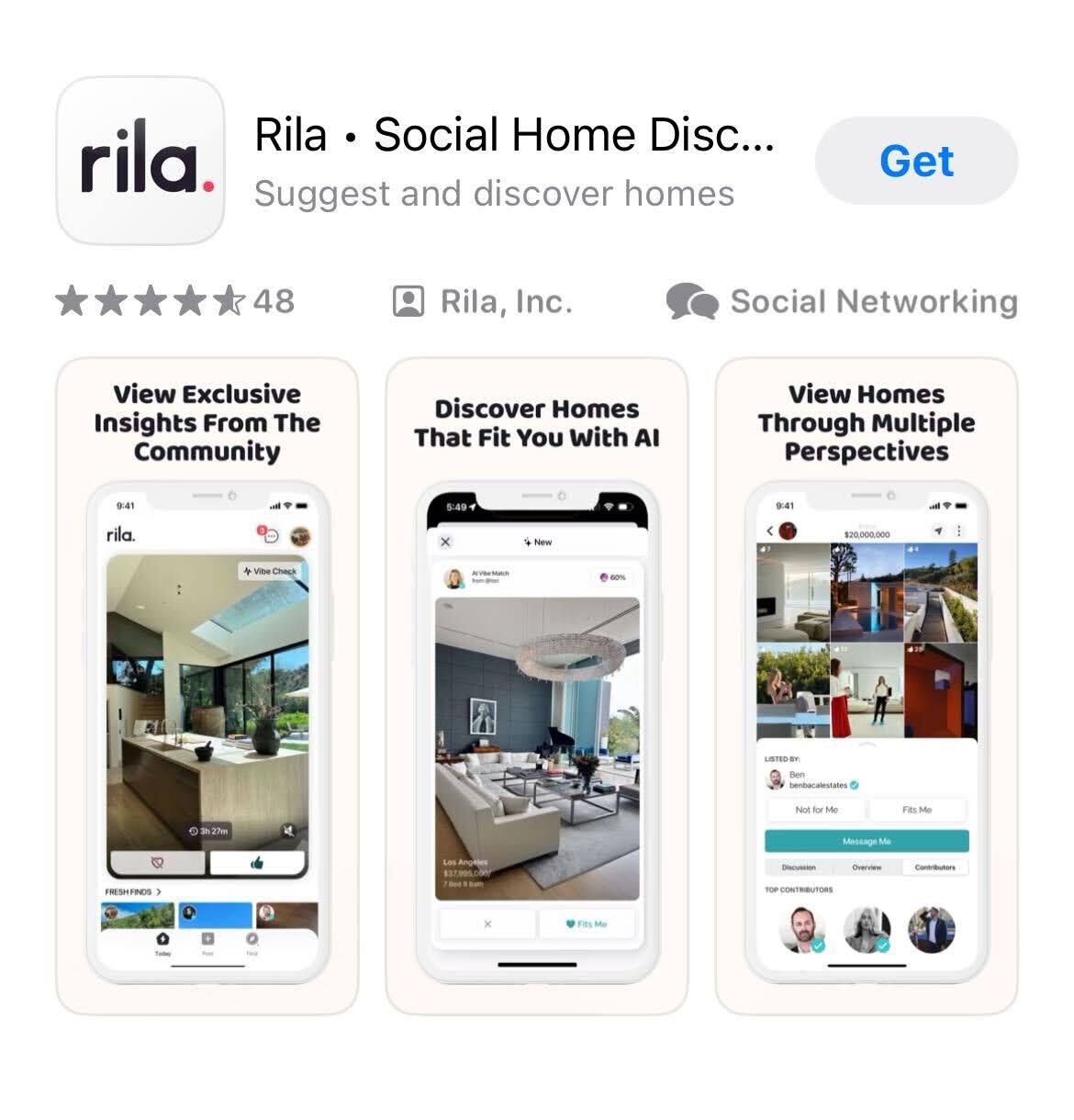 App store screenshot of rila, one of the Best apps for real estate agents