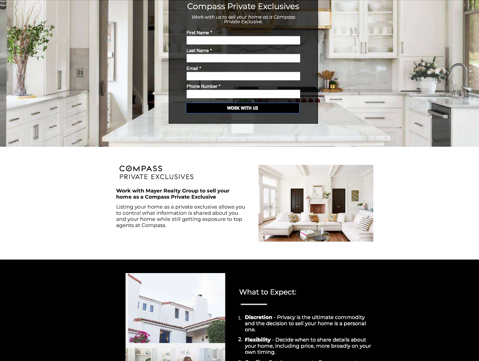 Screenshot of Mayer Properties' Real estate landing page