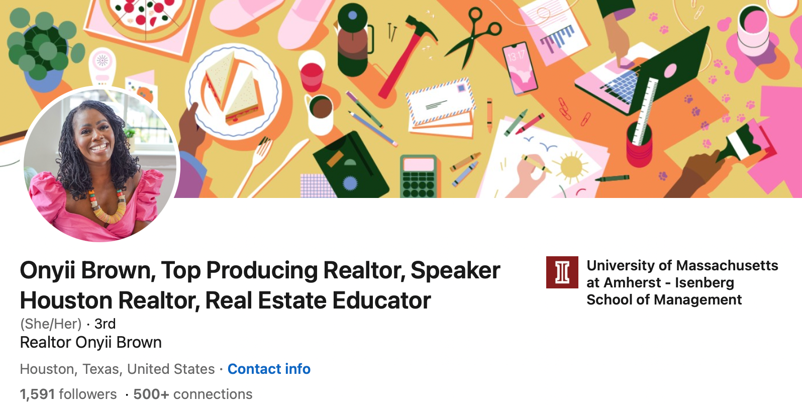 Linkedin cover photo for Onyii Brown