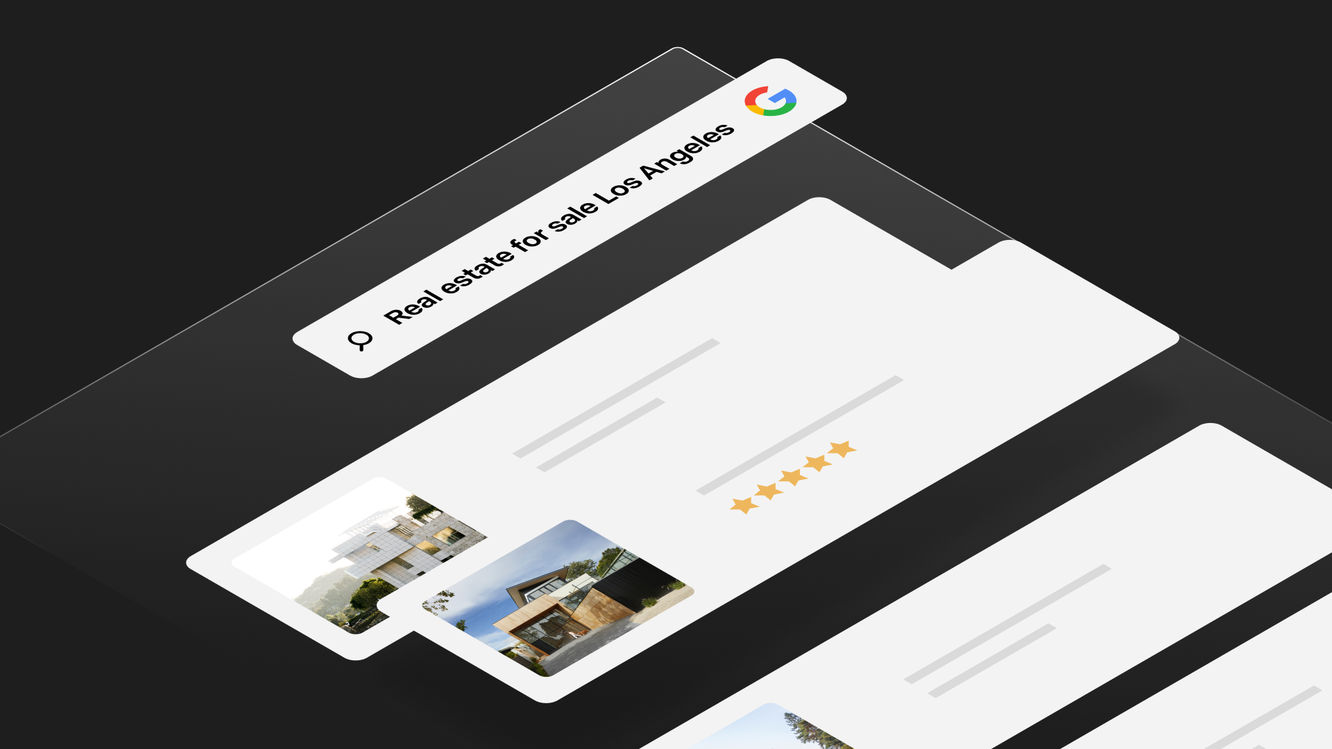 illustration of search engine query "real estate for sale Los Angeles"
