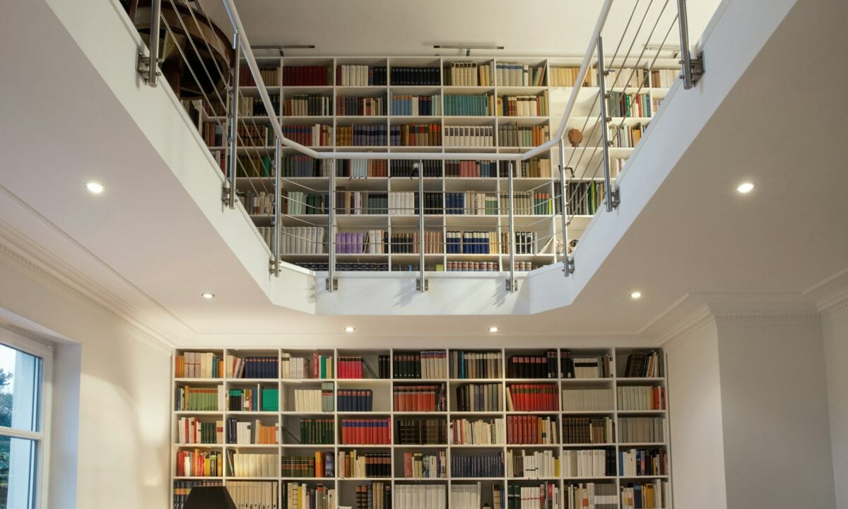 A two-floor home library