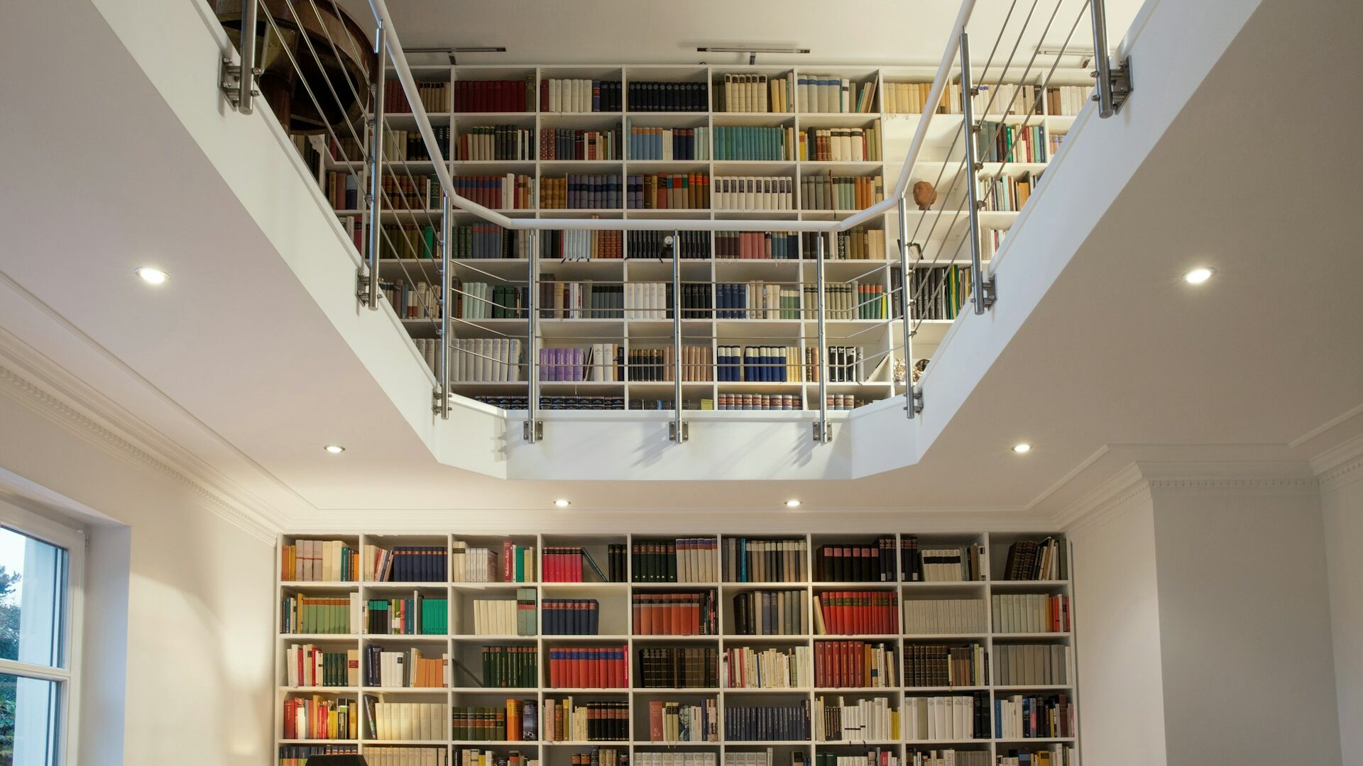 A two-floor home library