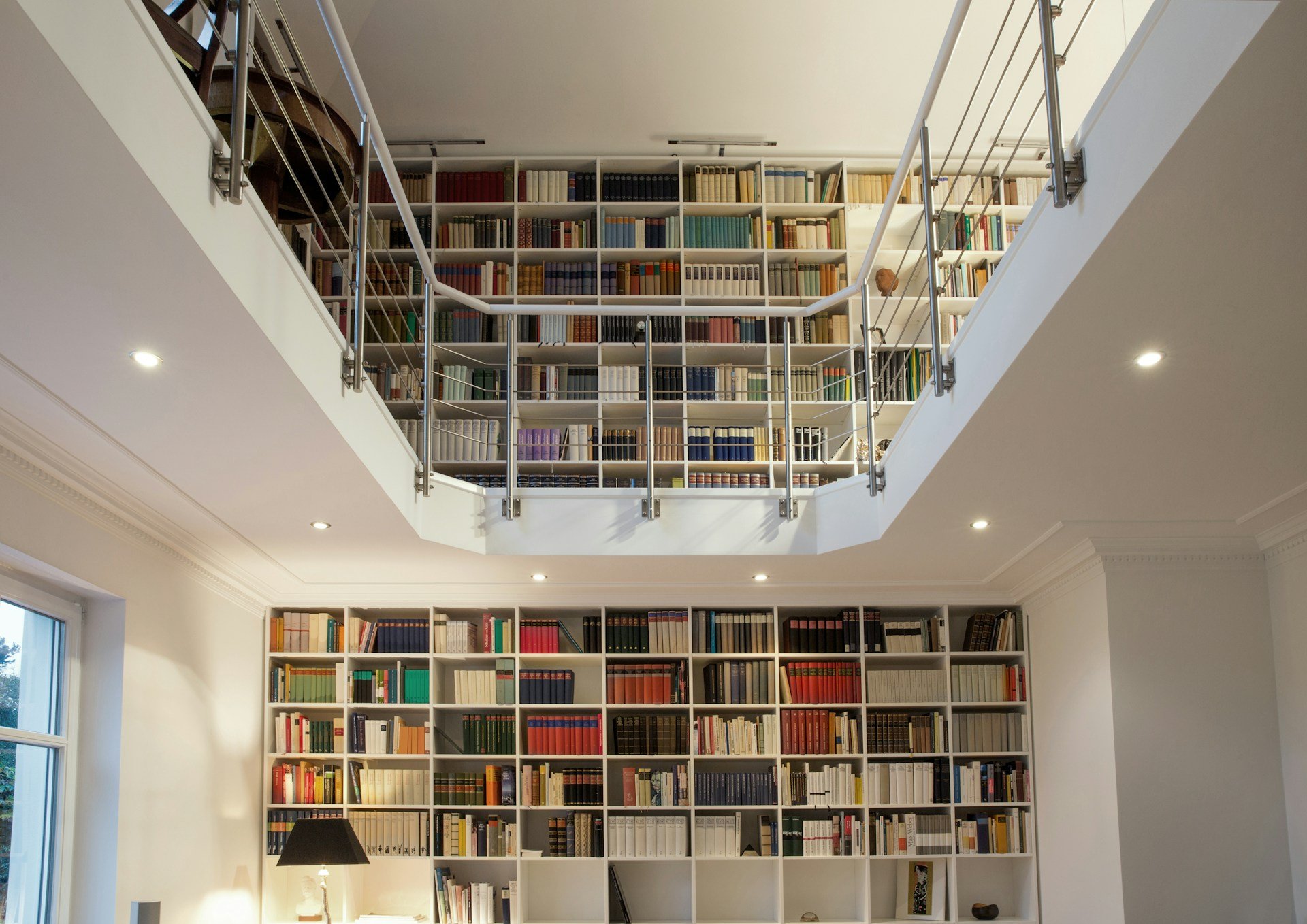 A two-floor home library