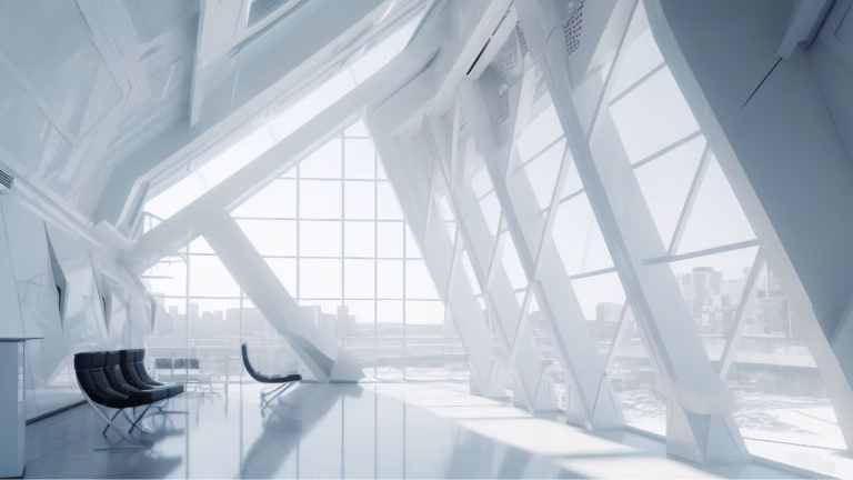 inside of high rise office building overlooking city used as a decorative image for a blog about real estate referrals