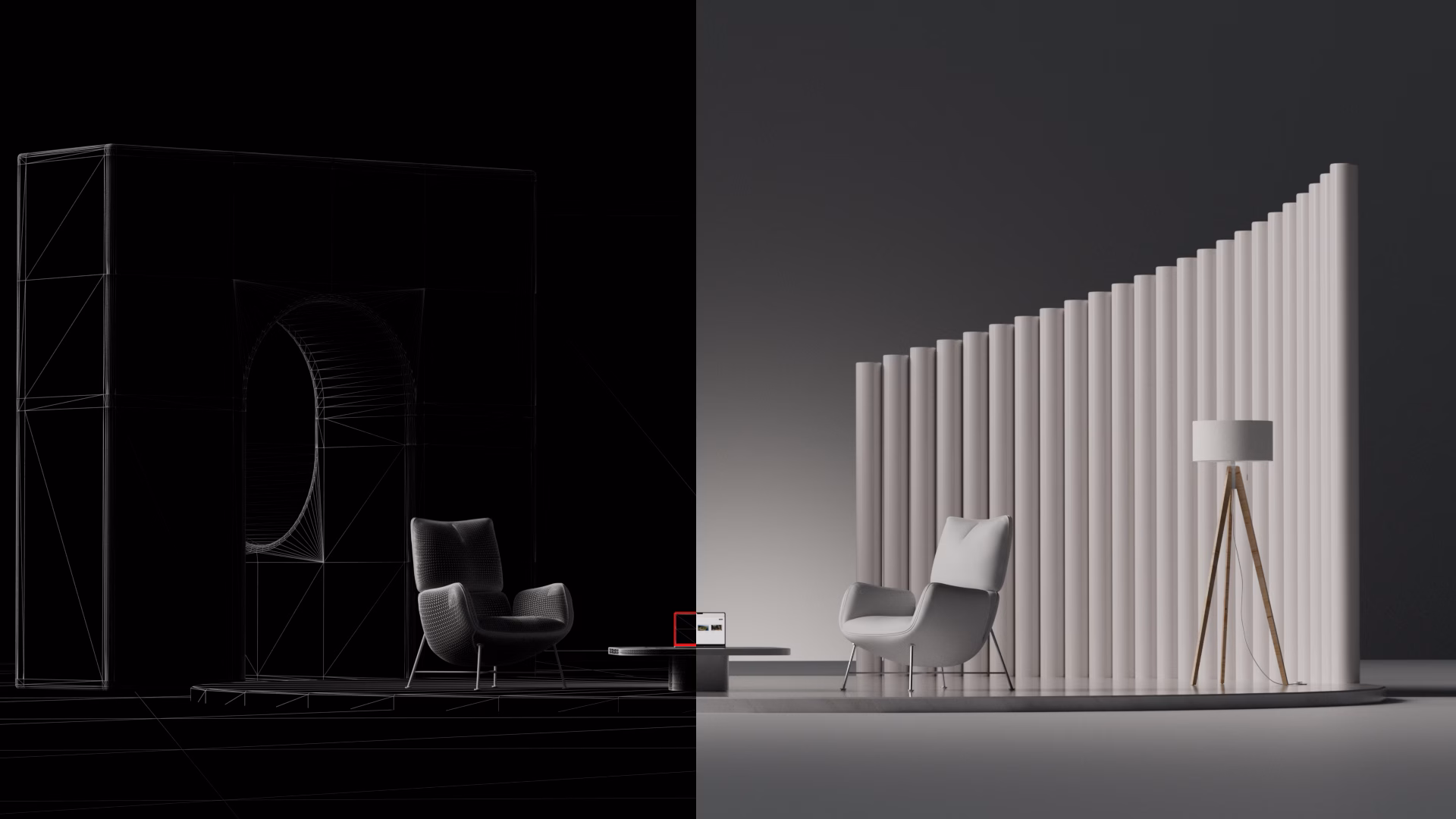 Office half in black and half in white with a laptop in the middle demonstrating the knowledge gap about GCI real estate equations