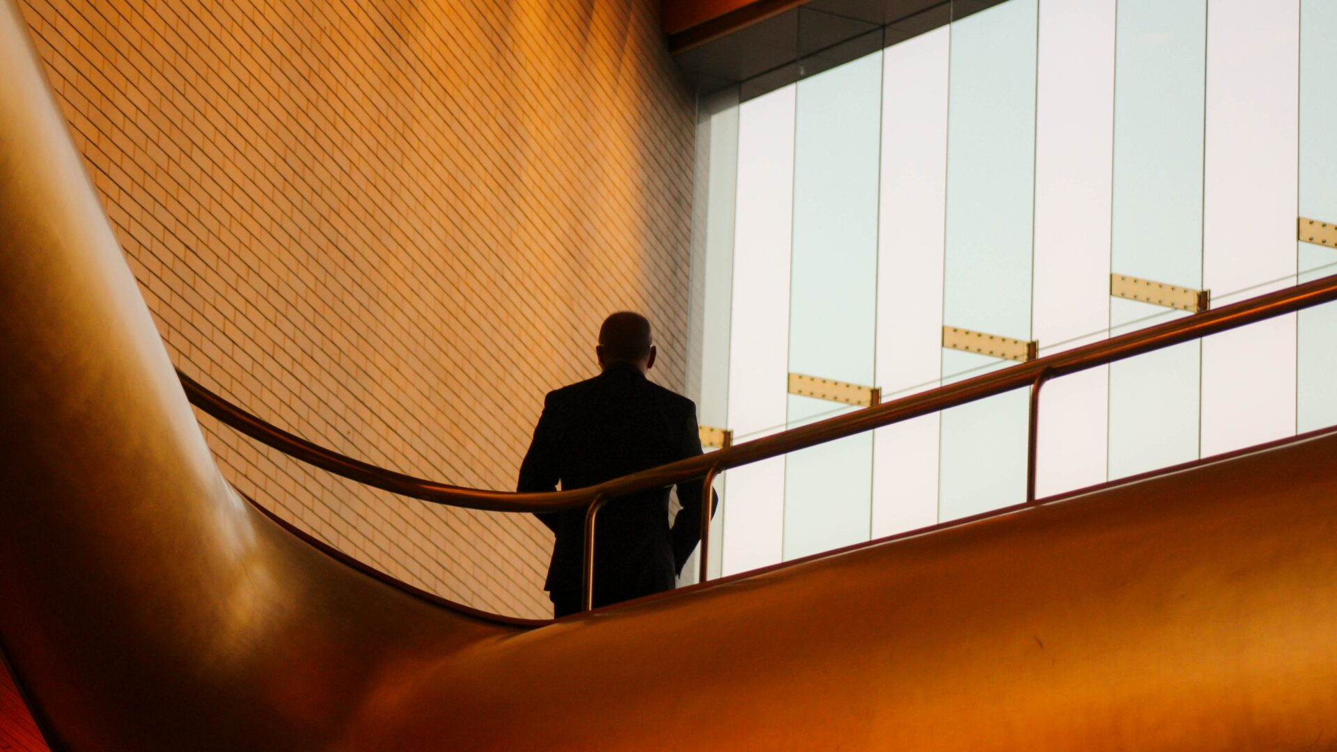 business man standing at top of staircase. Used as decorative image for blog titled What’s the difference between a Realtor and a real estate agent?