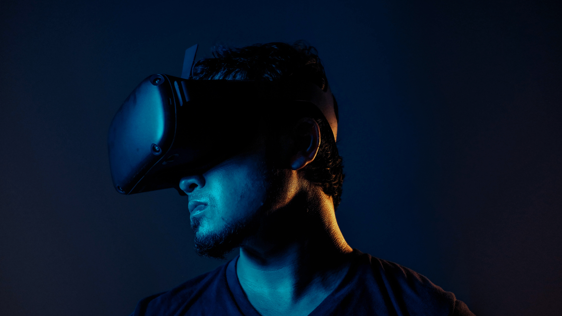 man with virtual reality headset on
