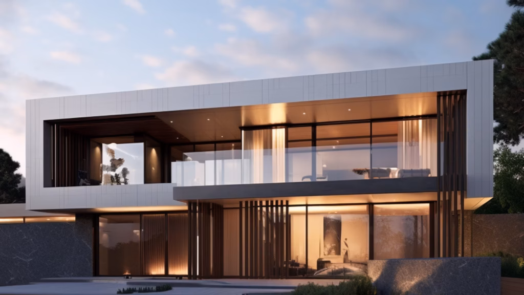 exterior shot of luxury house or real estate listing