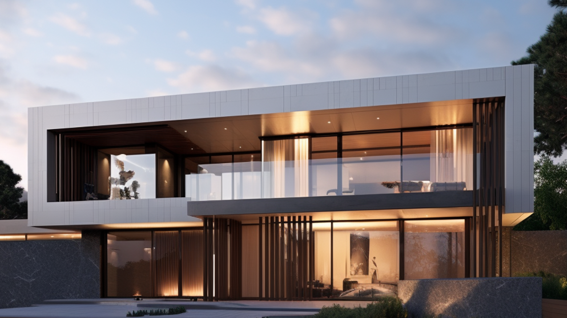 exterior shot of luxury house or real estate listing