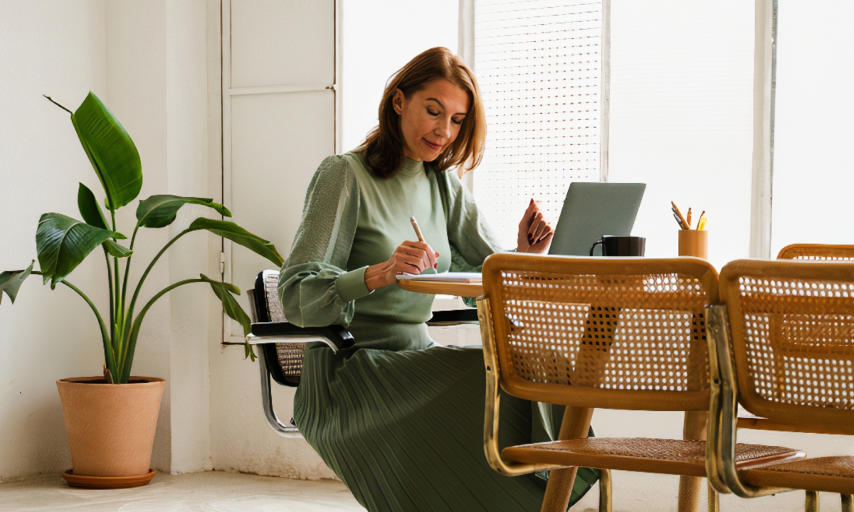 Image of a woman working on a laptop for a blog about Women in Real Estate working on a laptop