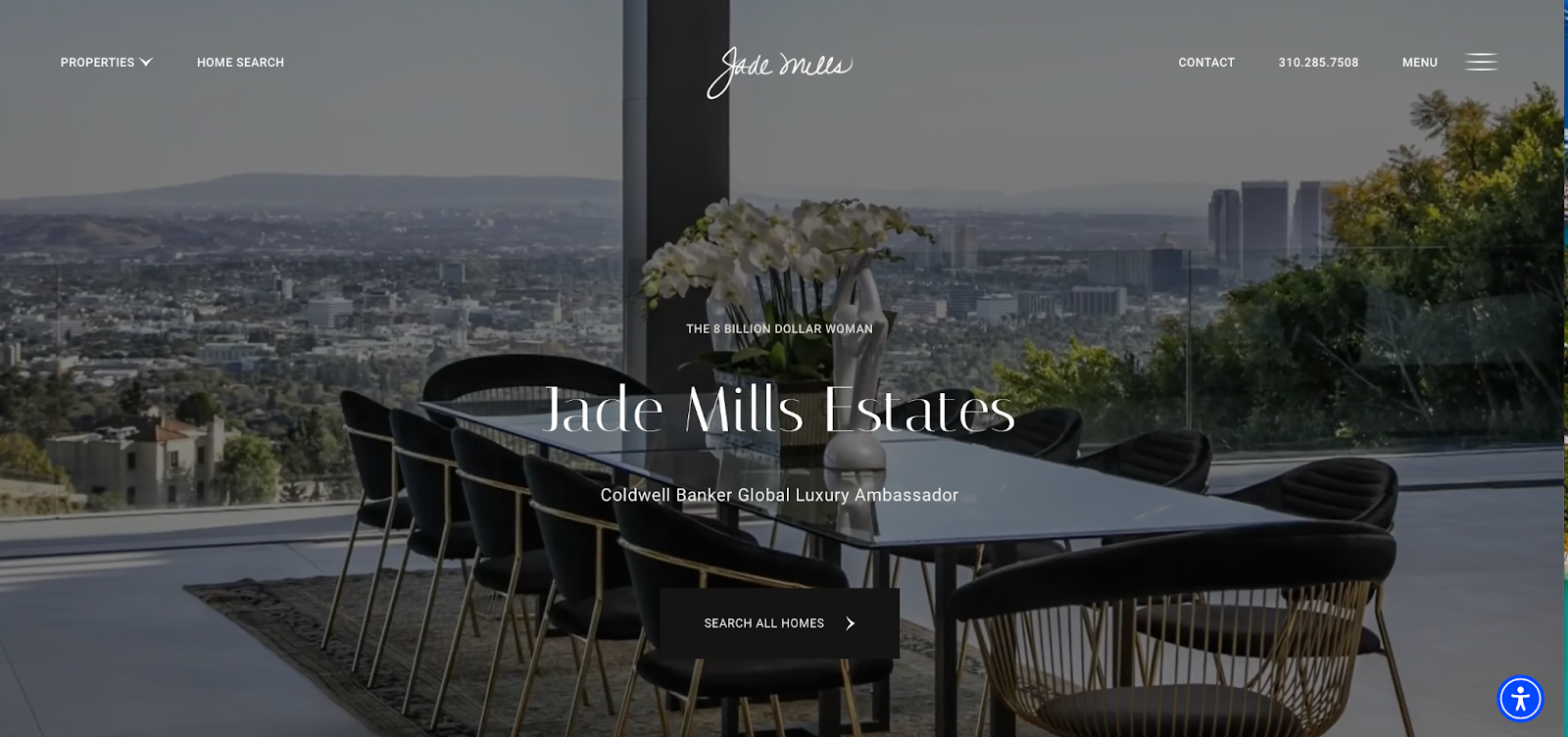 A screenshot of Jade Mill's homepage, an example of a beautifully designed website that is fully optimized for online lead generation for real estate
