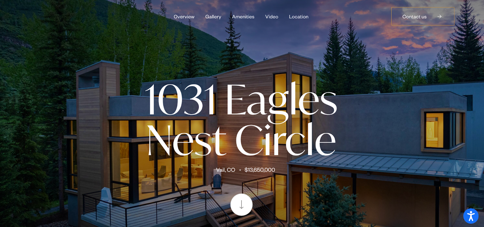 Screenshot of the home page of single property site for a home on Eagles Nest Circle in Colorado