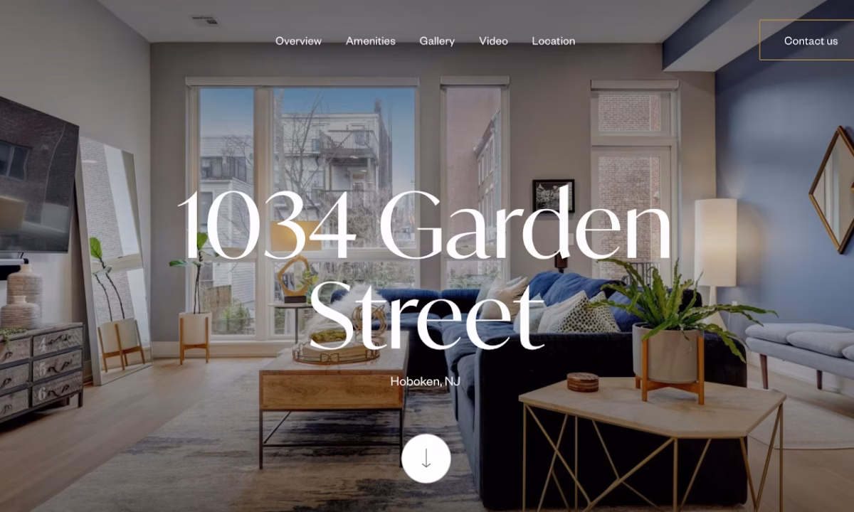 Screenshot of the home page of single property site for an apartment on garden street that needs a stellar property description