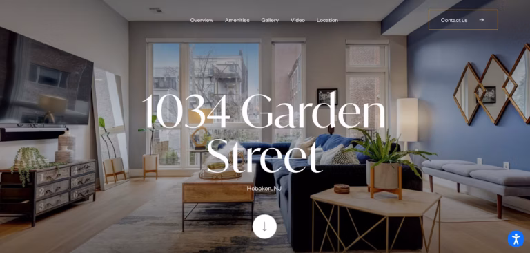 Screenshot of the home page of single property site for an apartment on garden street that needs a stellar property description