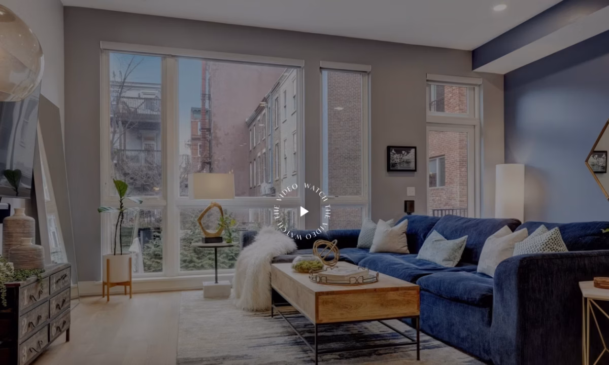 Screenshot of the embedded video tour of single property site for an apartment on garden street