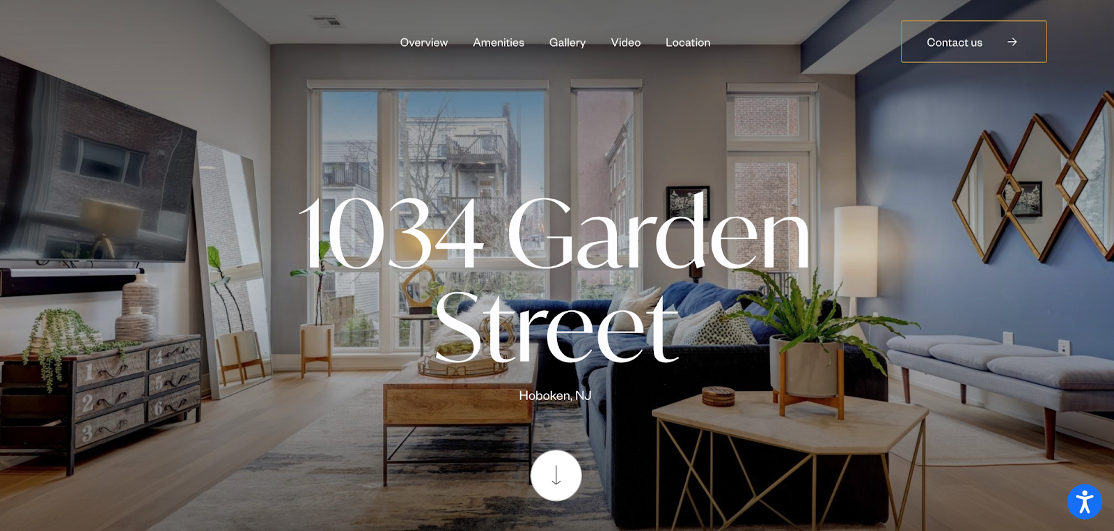 Screenshot of the home page of single property site for an apartment on garden street