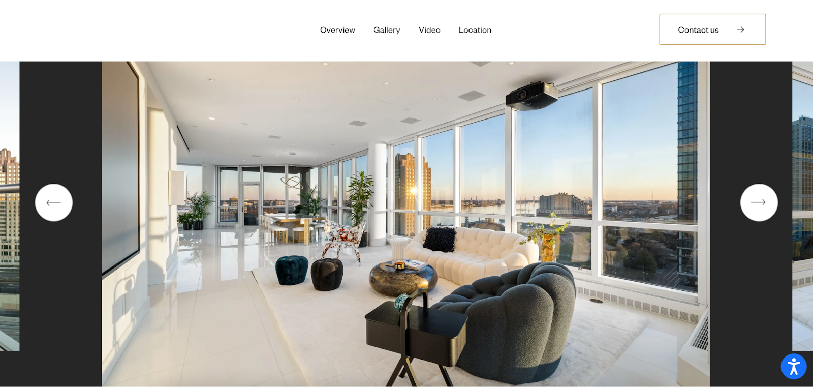Screenshot of the gallery for single property site for a penthouse on Walnut St.
