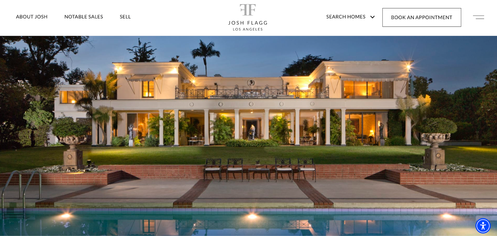 Screenshot of real estate broker Josh Flagg's home page