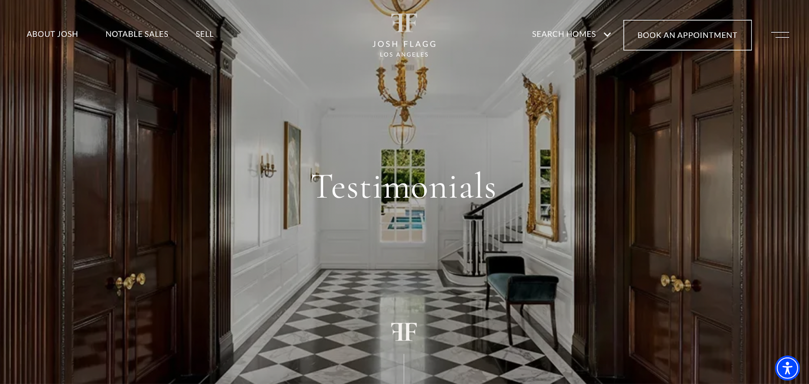 Screenshot of real estate broker Josh Flagg's testimonials page