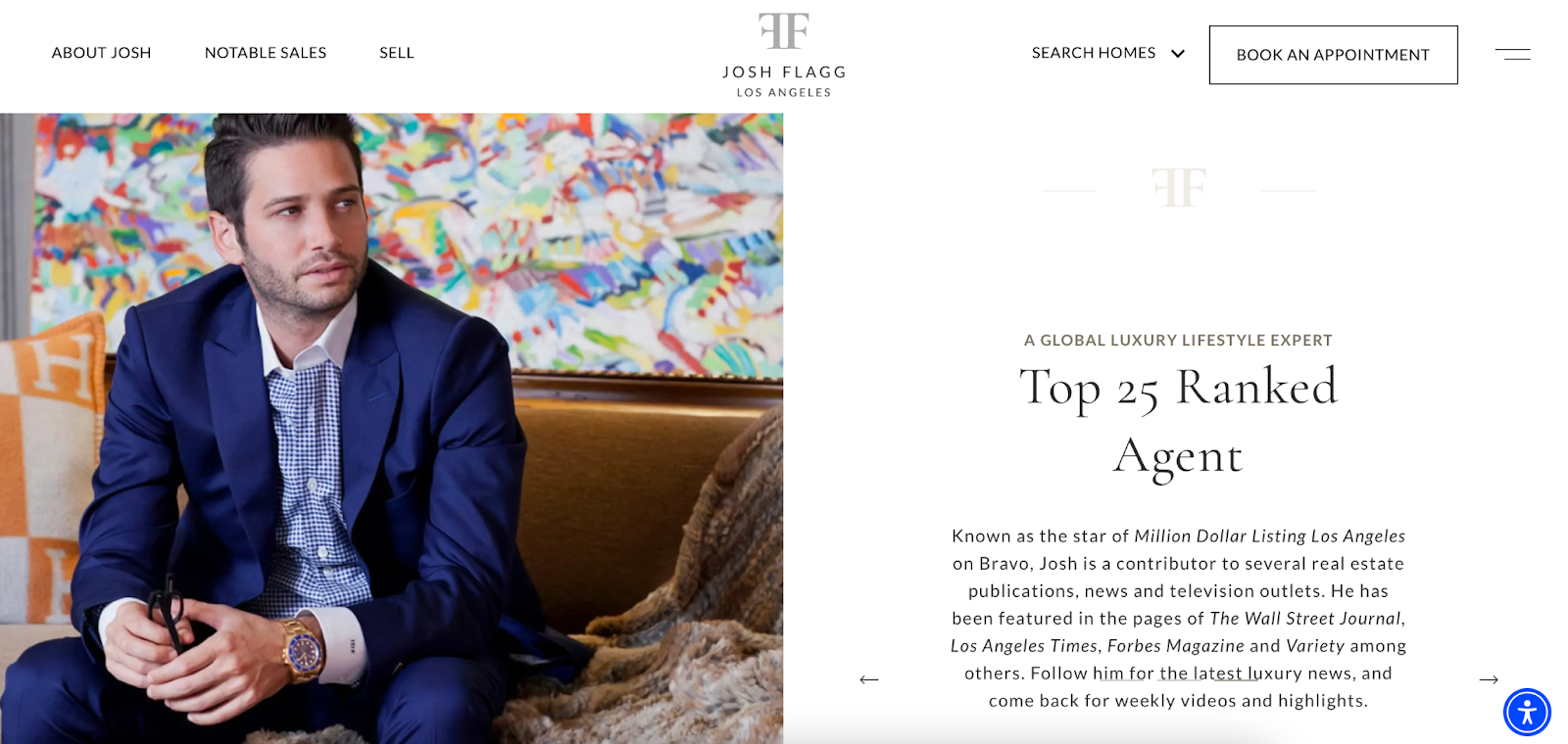 Screenshot of Josh Flagg's top-rated agent page