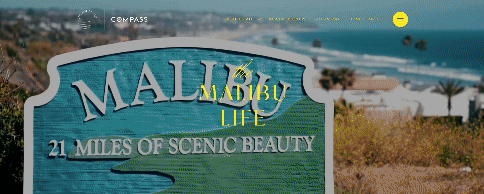 A gif of the home page of the website for real estate brokerage Malibu Life