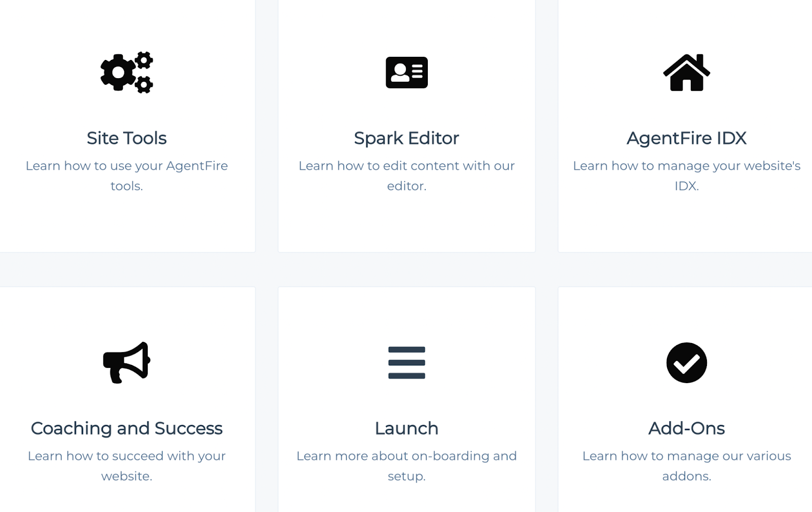 A list of the types of client support services offered by agentfire