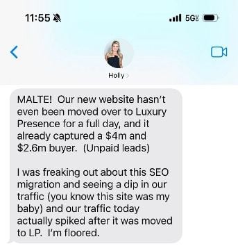 Holly Meyer lucas texts malte about migration and leads (from linkedin post)