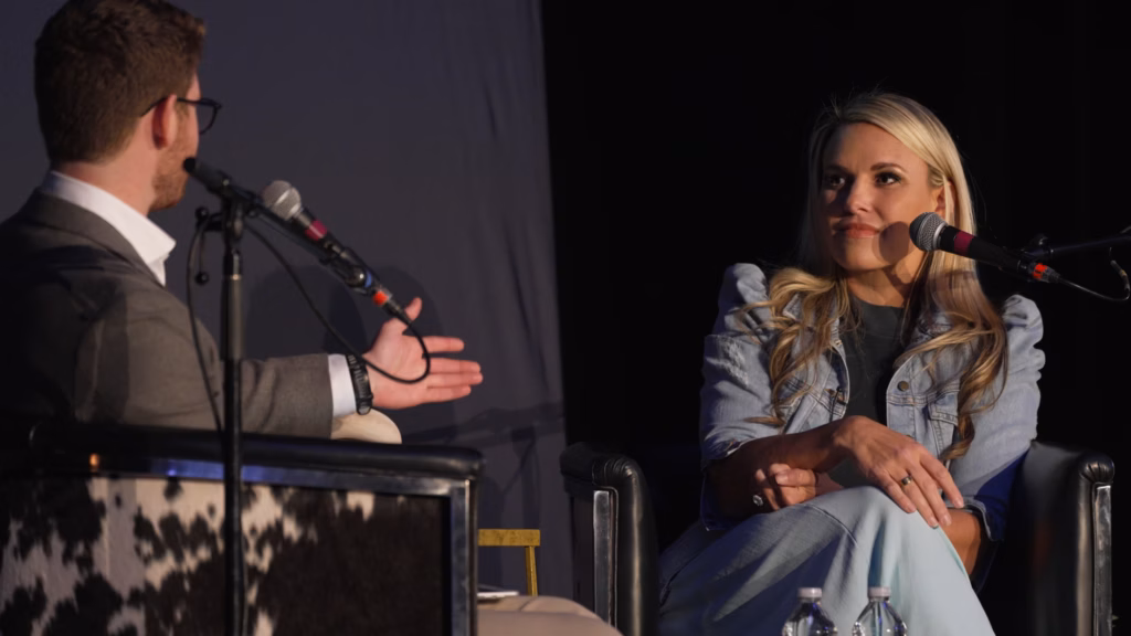 a real estate agent conducting a podcast interview