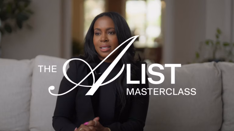 ricia Lee, New York City real estate professional and star of Owning Manhattan, seated and speaking during her appearance on The A List podcast with Luxury Presence.