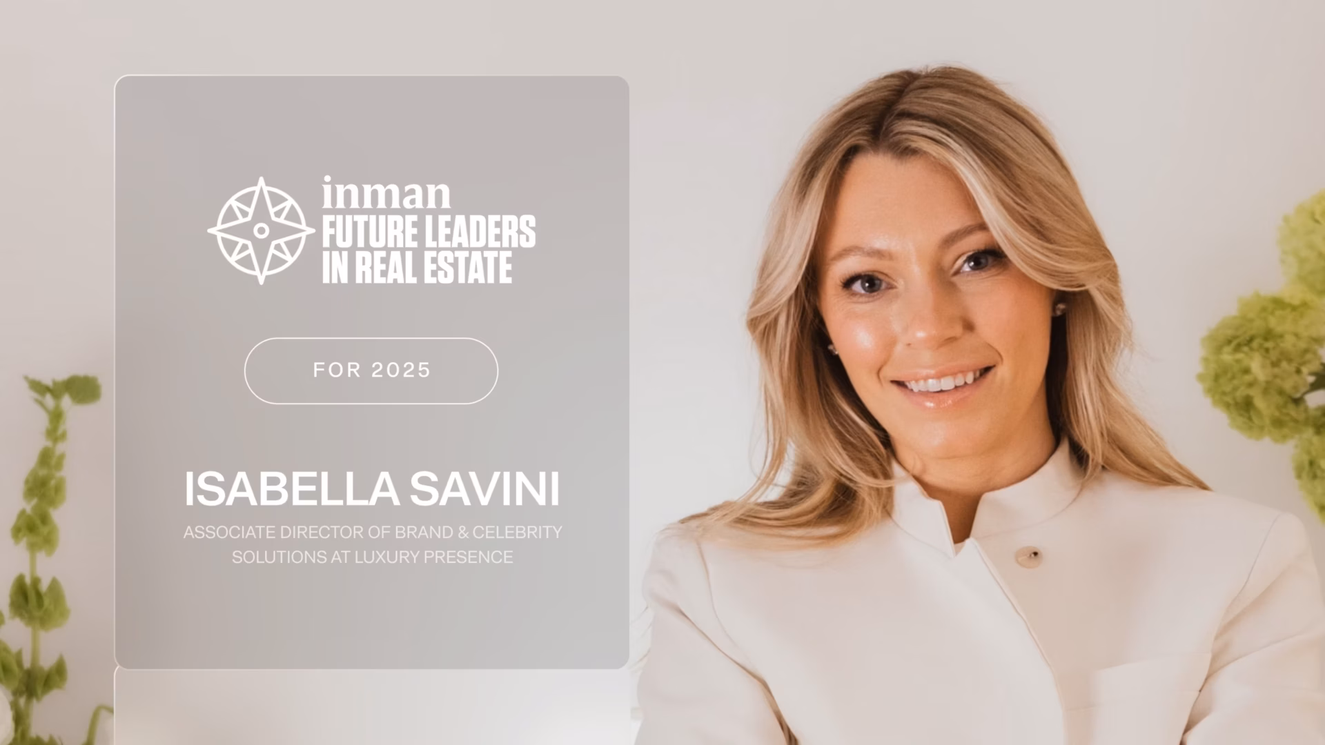 Isabella Savini wins the Inman emerging leaders award