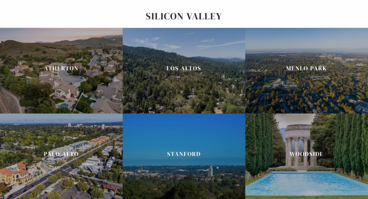 Screenshot from Roh Habibi's website where he shows the areas of Silicon Valley that he serves in his real estate business
