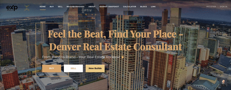 A scrolling gif of real estate agent Adam Gillespie's website homepage