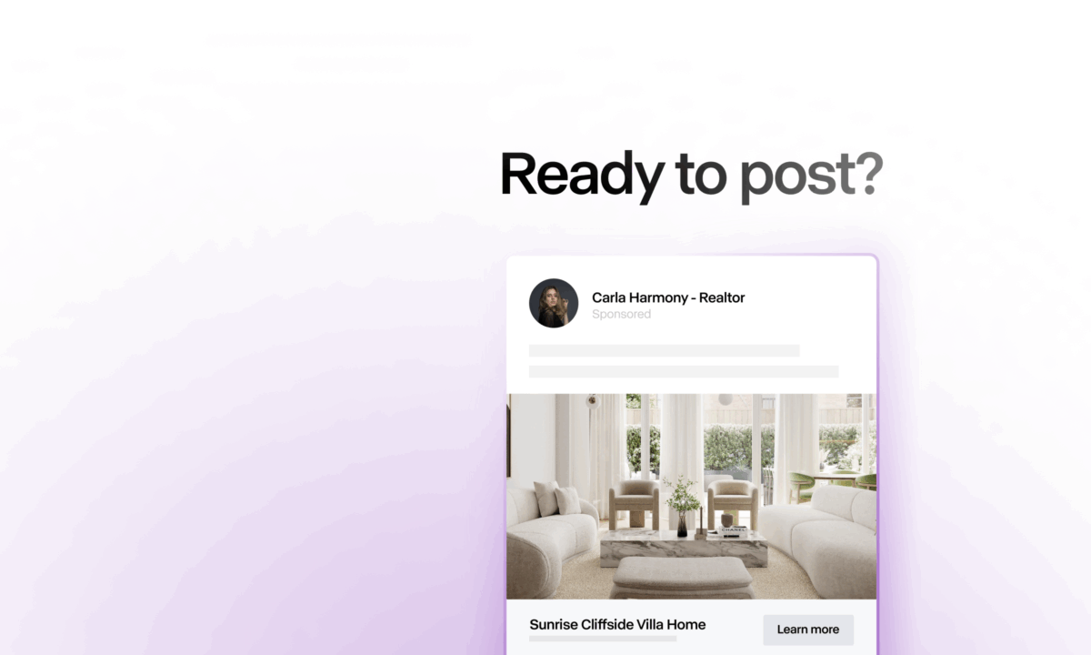 Dashboard displaying real estate marketing automation tools, including blog creation and posting management.