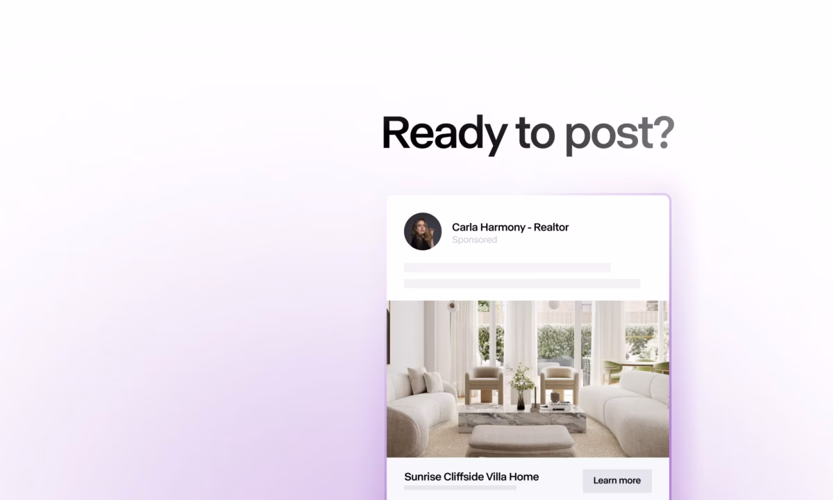 Dashboard displaying real estate marketing automation tools, including blog creation and posting management.