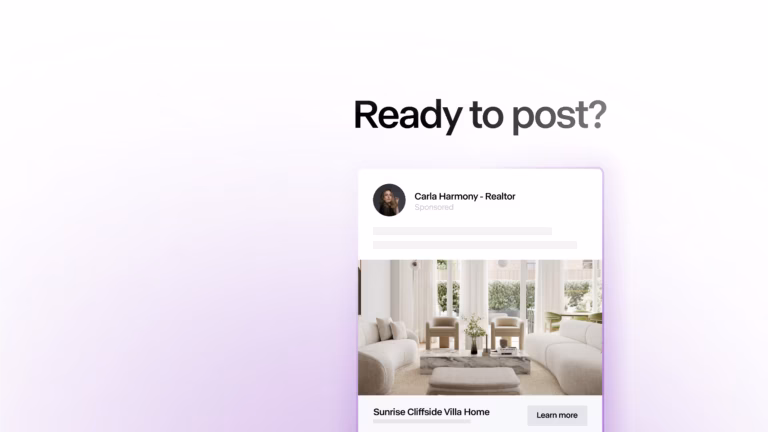 Dashboard displaying real estate marketing automation tools, including blog creation and posting management.