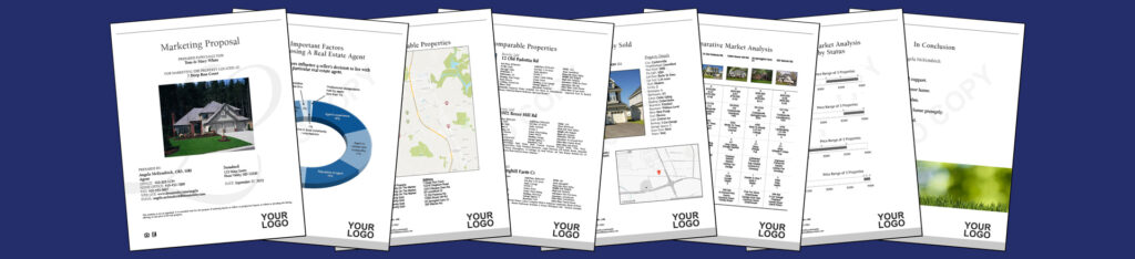 Eight pages of ToolkitCMA's real estate CMA & presentation templates